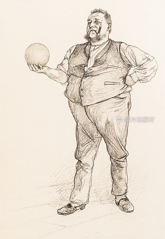拿着雪茄打保龄球的人，1890年