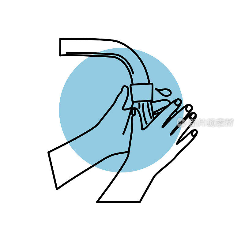 冠状病毒图标:洗手