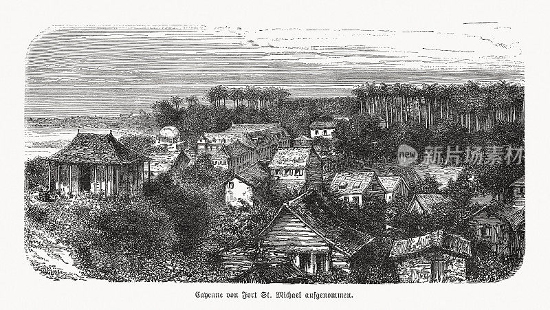 卡宴，法属圭亚那，木刻，1893年出版