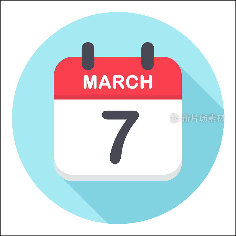 3月7日-日历图标-圆形