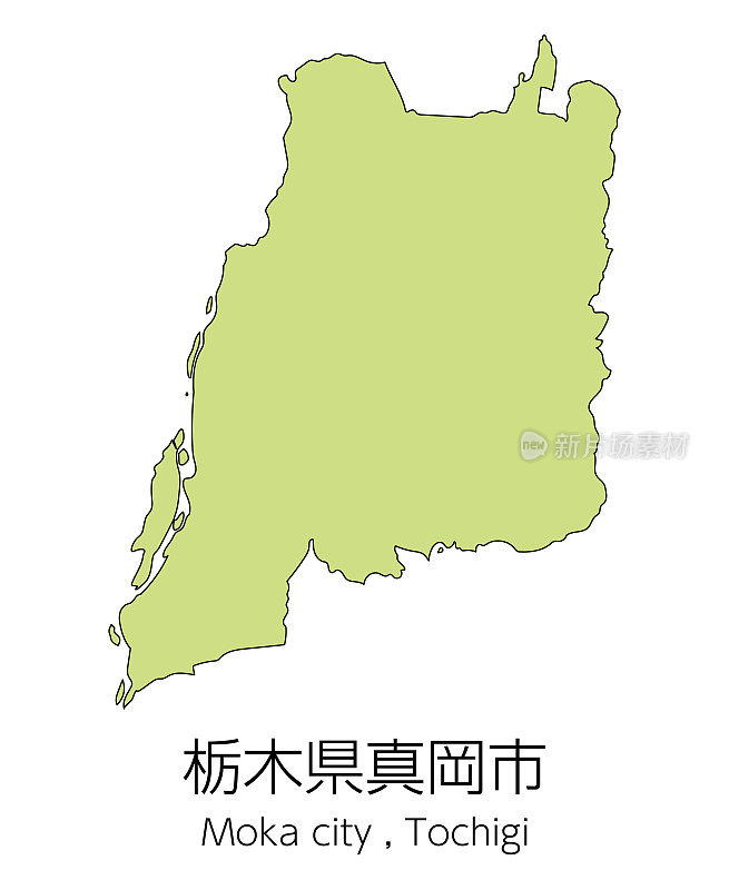 日本枥木县木卡市地图。翻译过来就是:“枥木县木卡市。”