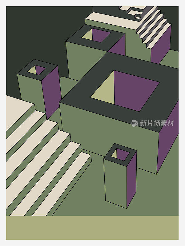 矢量三维模型结构构成几何图案背景设计插图