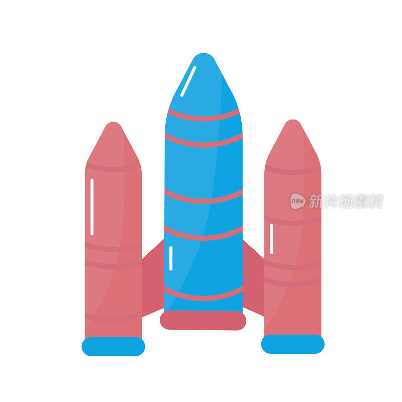 太空火箭图标在平面风格孤立的矢量插图。