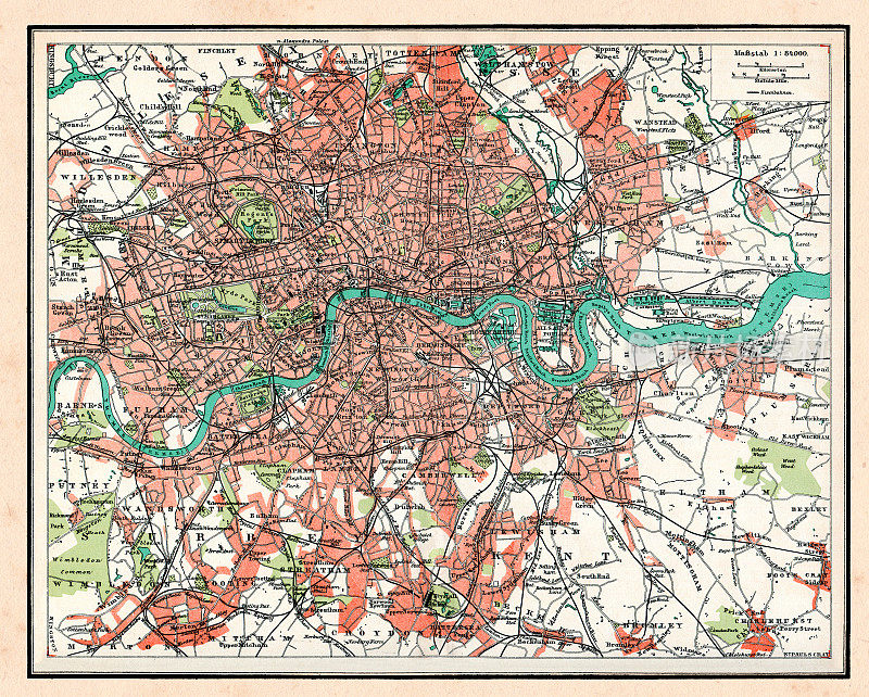 1896年英国伦敦古地图