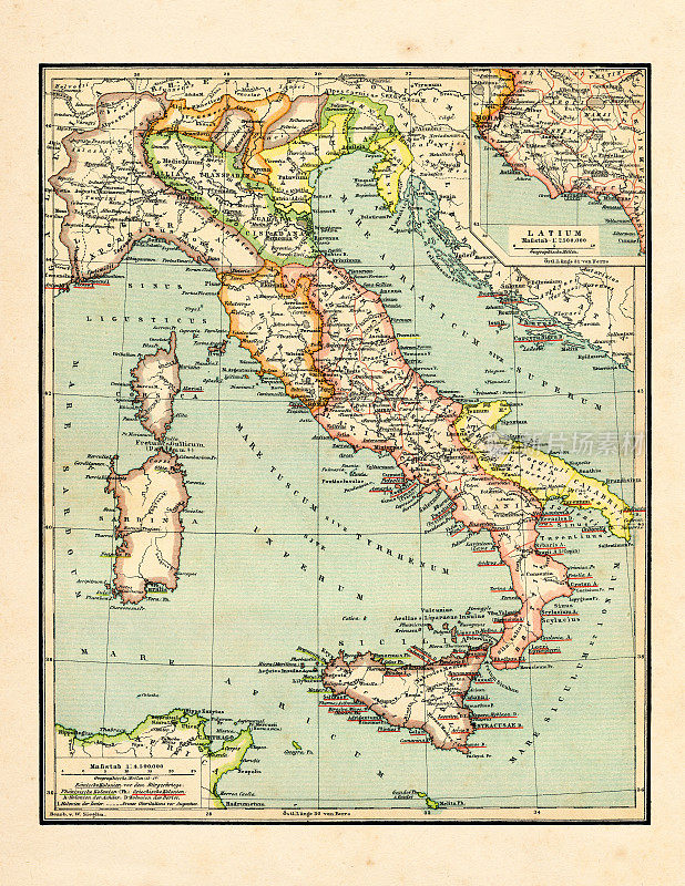 1898年的意大利古董地图