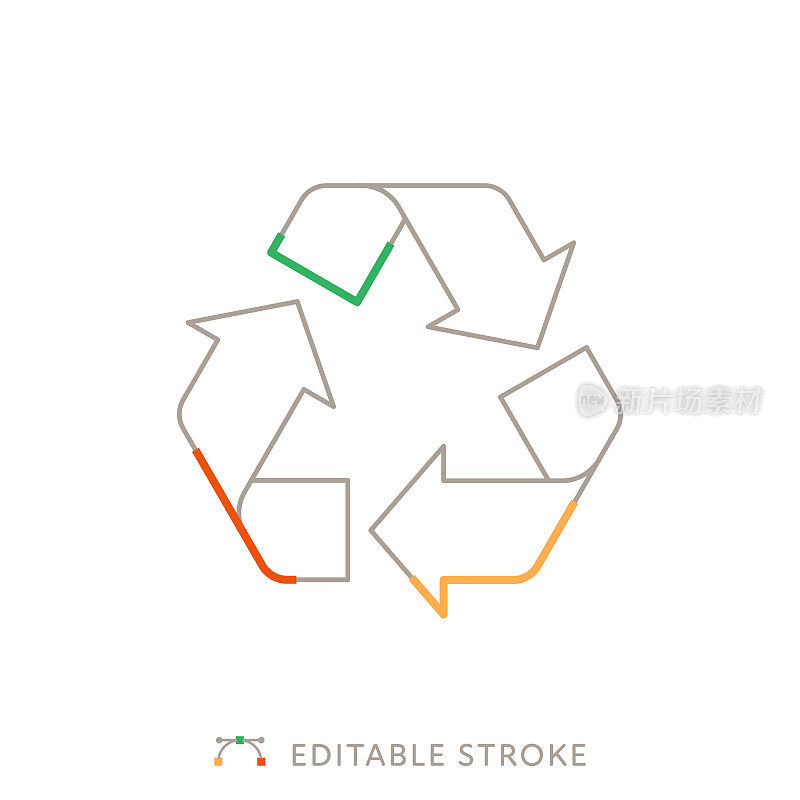 回收符号多色线图标与可编辑的Stroke