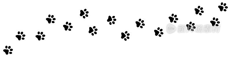 动物爪轨迹-黑色矢量图标孤立在白色背景上