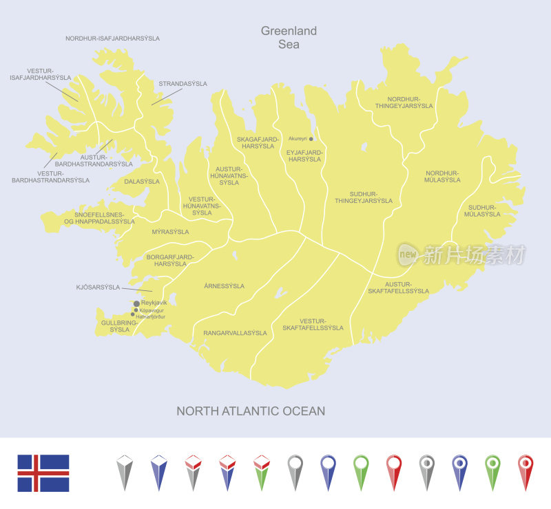 冰岛的地图