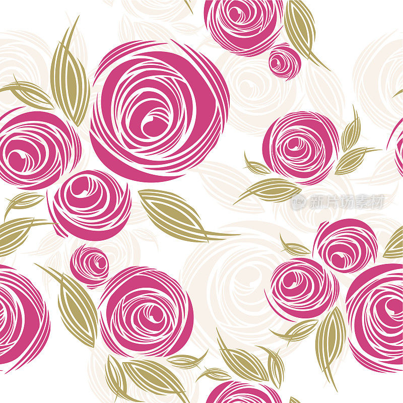 粉红玫瑰无缝图案墙纸