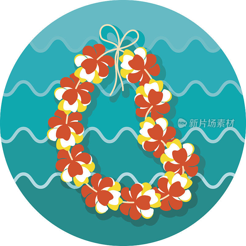夏威夷花项链，花环图标。假期