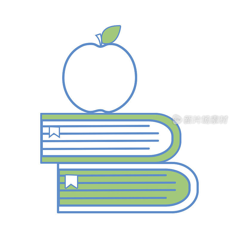 学校课本上有苹果水果的图标