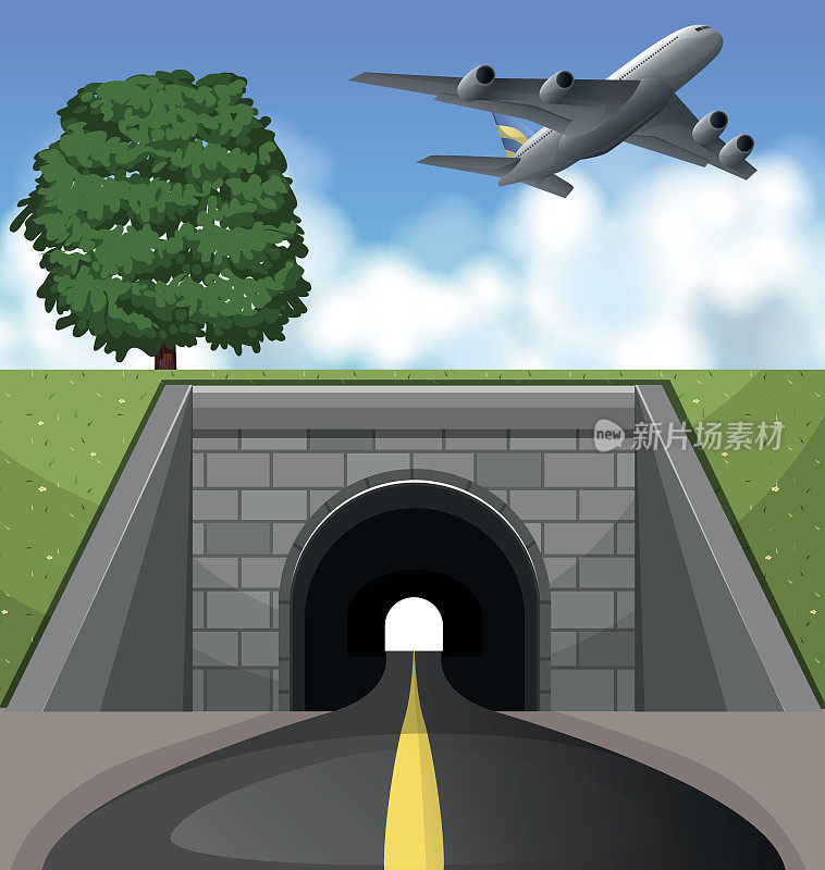 飞机飞过隧道