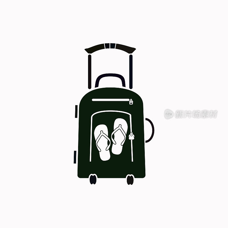 旅行箱和拖鞋矢量图标。