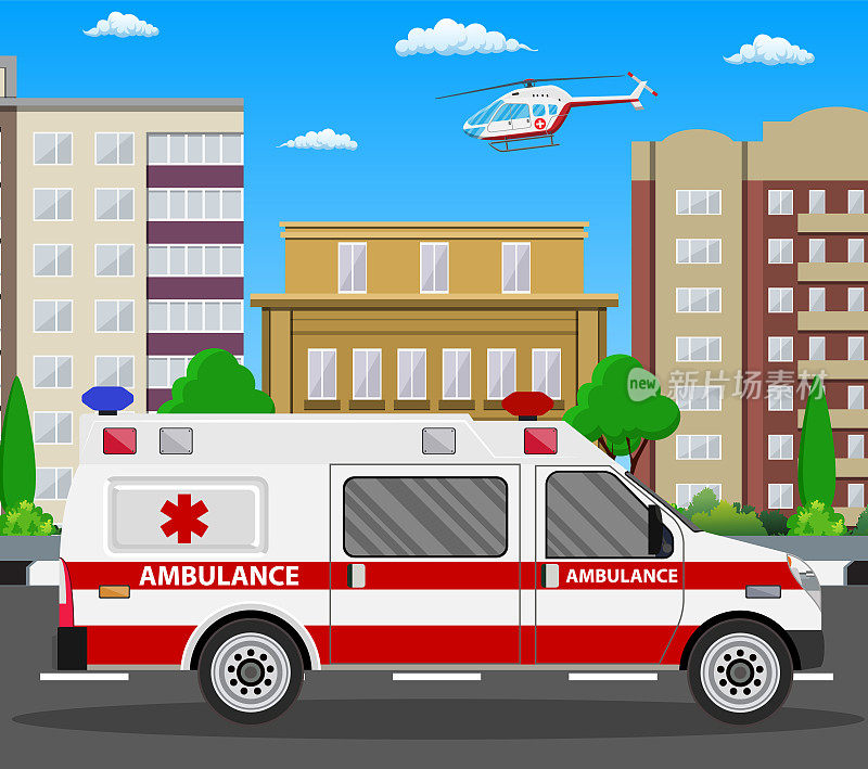 救护车的车。紧急车辆。