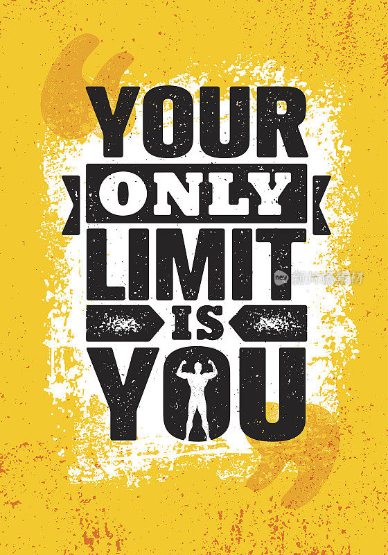 你唯一的限制就是你自己。鼓舞创意动机引用海报模板。矢量排版横幅设计概念