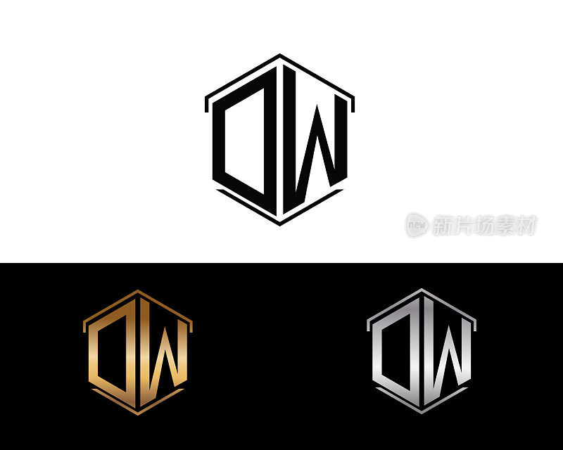 DW字母与六角形logo相连