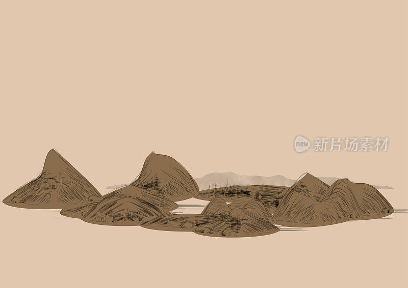 复古风格的中国传统山水画插图