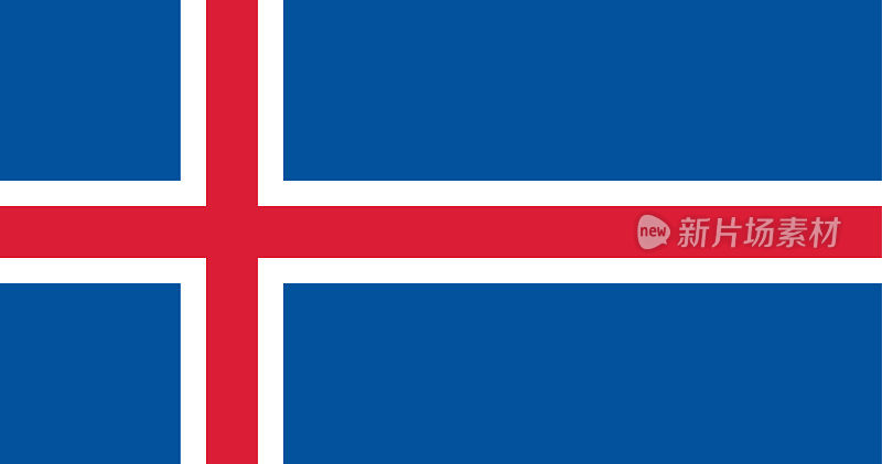 冰岛国旗与原始的RGB颜色矢量插图设计