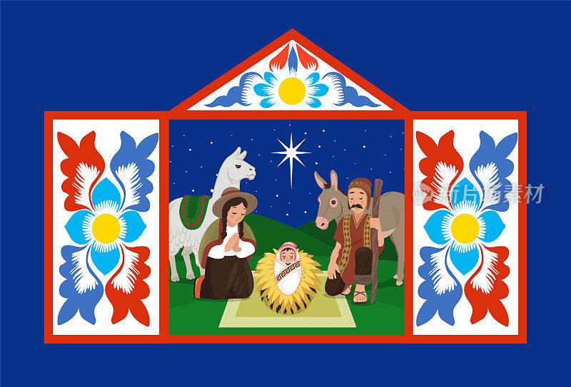 安第斯圣诞耶稣诞生祭坛ayacucho秘鲁retablo