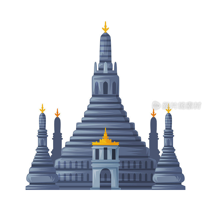 Arun寺作为泰国的象征和著名的地标向量插图