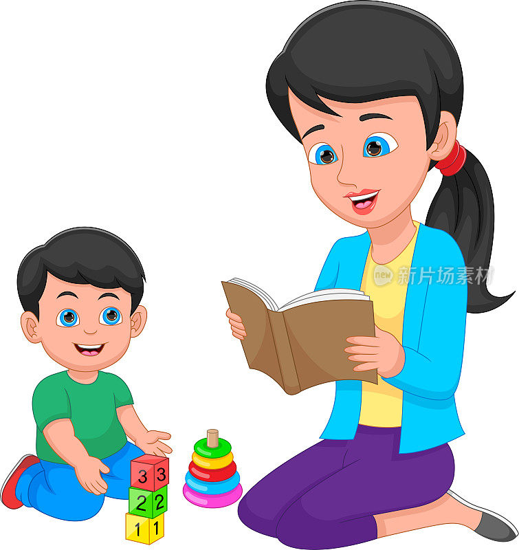 妈妈和她的儿子一起读书