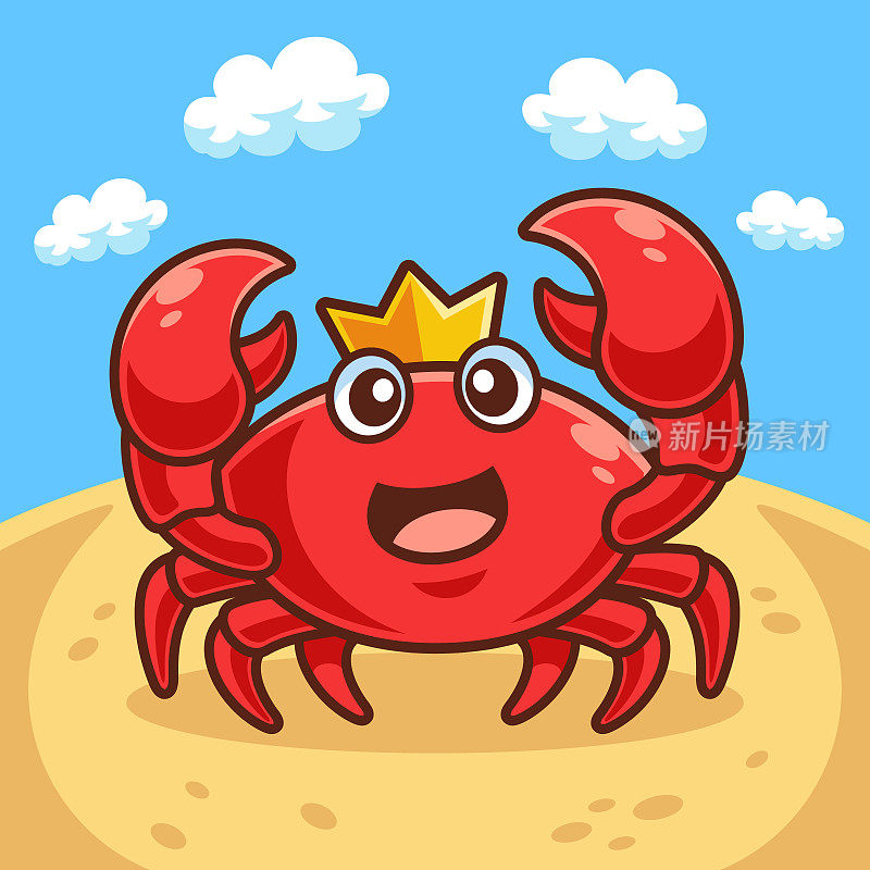 卡通螃蟹与皇冠沙滩
