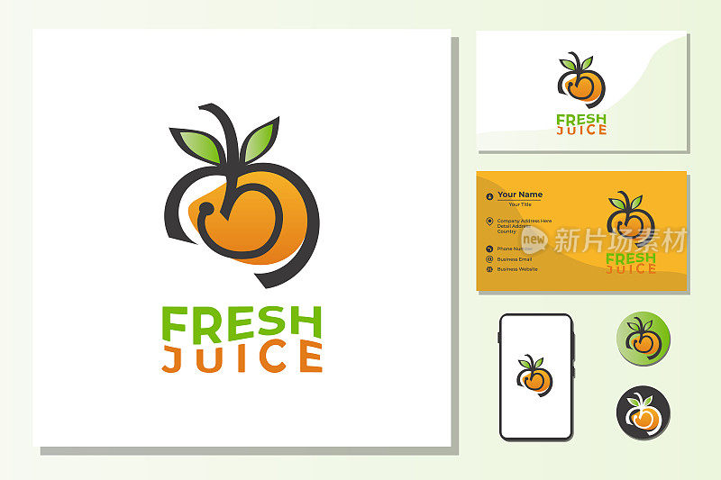 鲜榨果汁logo设计模板，橙汁logo模板