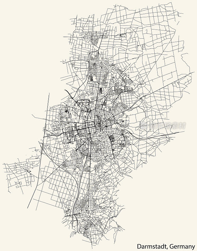 德国达姆施塔特的街道地图