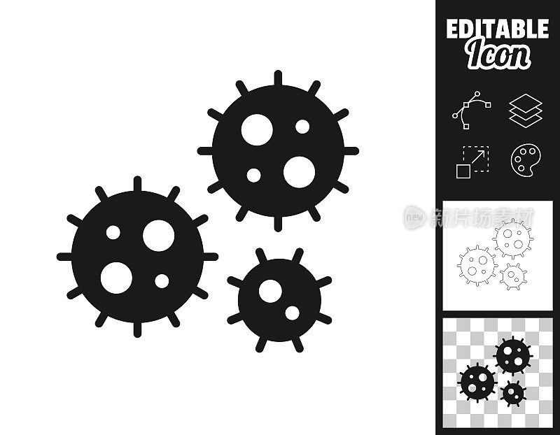 冠状病毒细胞(COVID-19)。图标设计。轻松地编辑