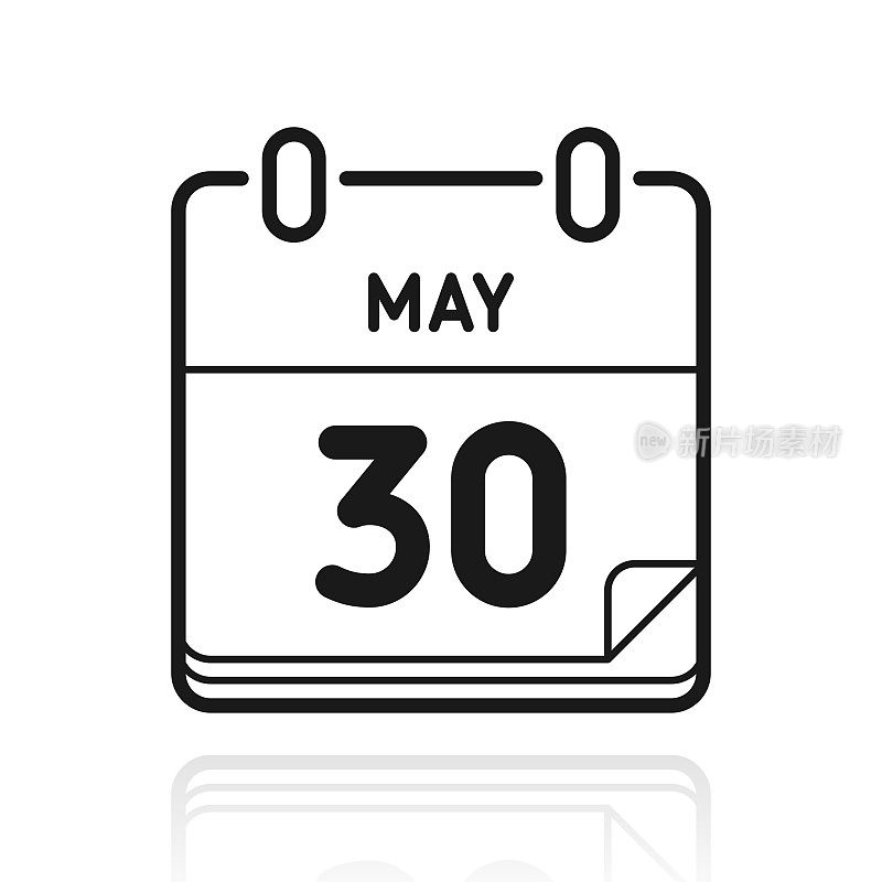 5月30日。白色背景上反射的图标