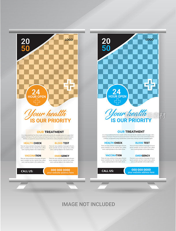 医疗保健健康宣传旗，宣传单，宣传医院和医生的海报模板设计