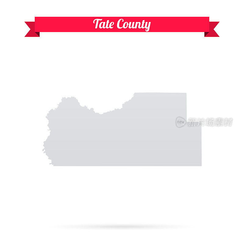 泰特县，密西西比。白底红旗地图