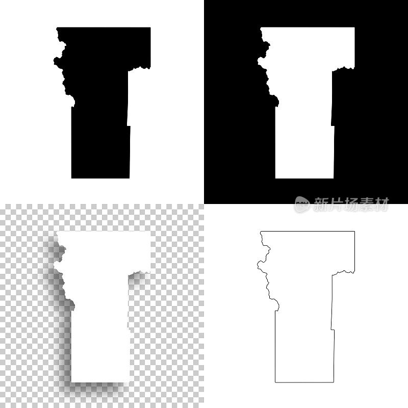 科罗拉多州欣斯代尔县。设计地图。空白，白色和黑色背景