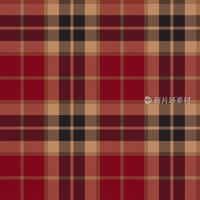 红棕色苏格兰格子格图案织物样品