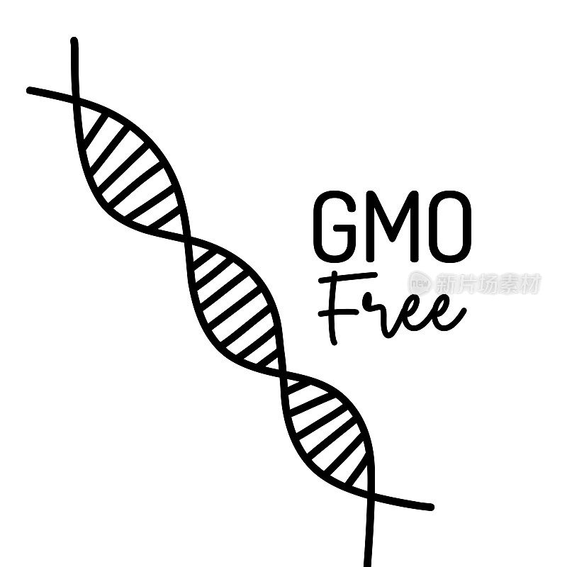 转基因生物免费概念手绘矢量插图。