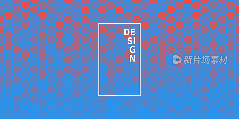 抽象几何背景-六角形马赛克与红色梯度