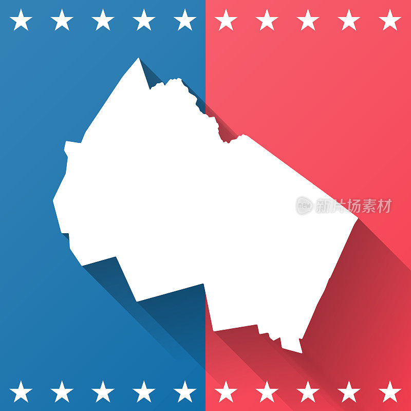 梅里马克县，新罕布什尔州。地图在蓝色和红色的背景