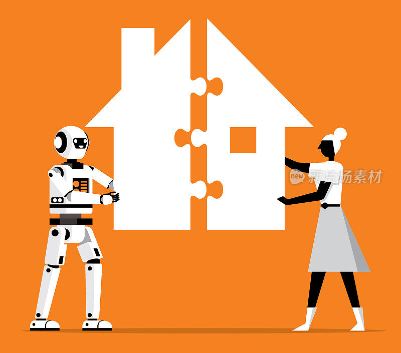 房屋投资-女商人和机器人