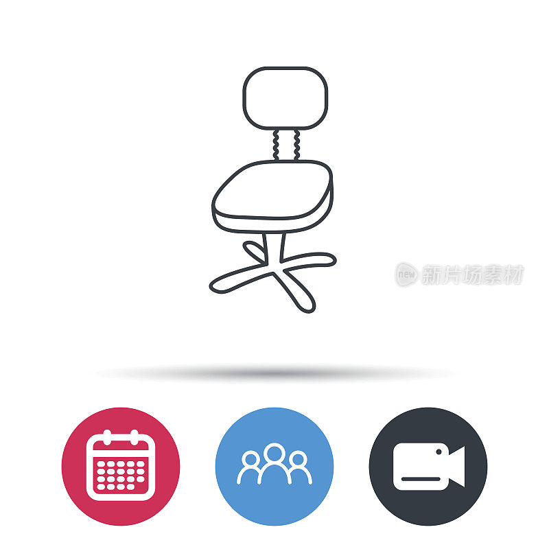 办公椅图标。业务扶手椅的迹象。