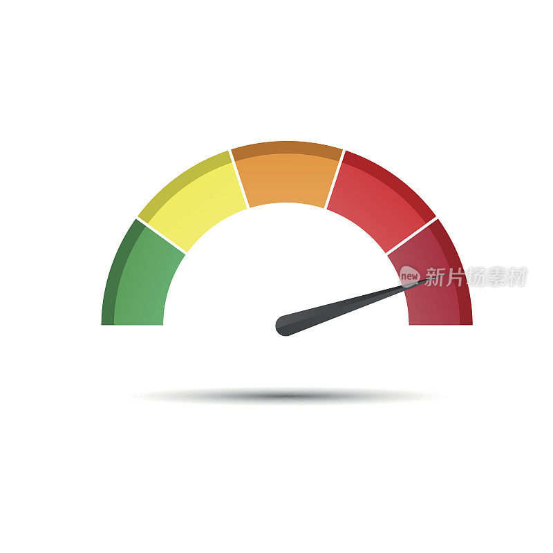 彩色矢量转速计，速度计和性能测量图标