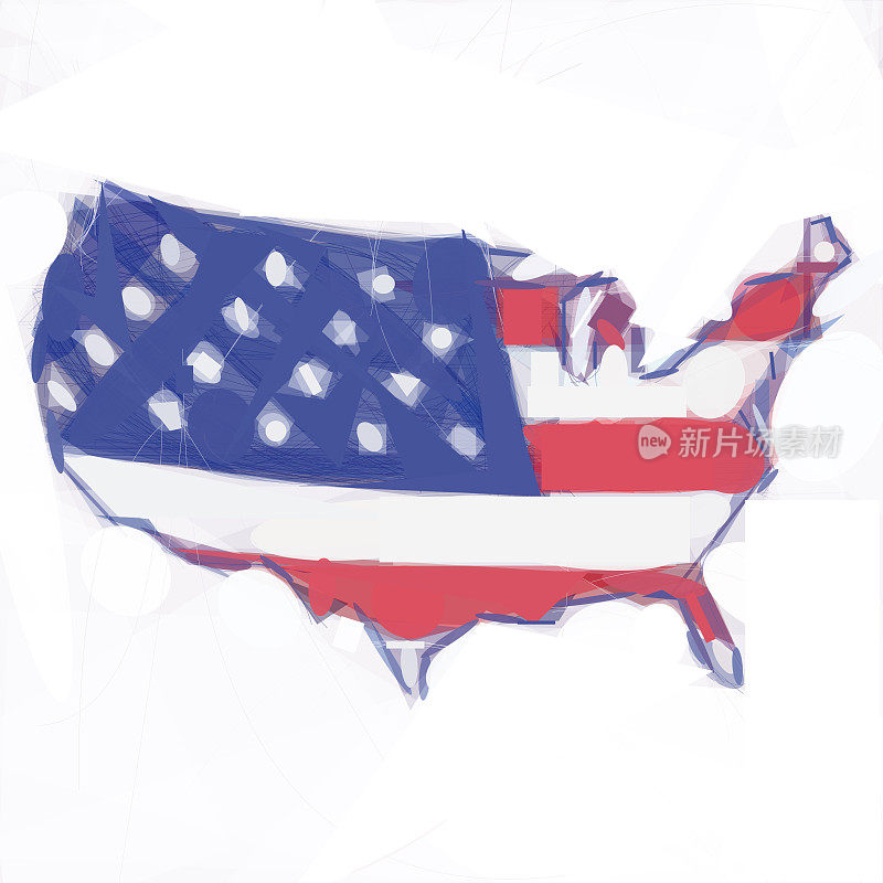 美利坚合众国地图以美国国旗为颜色