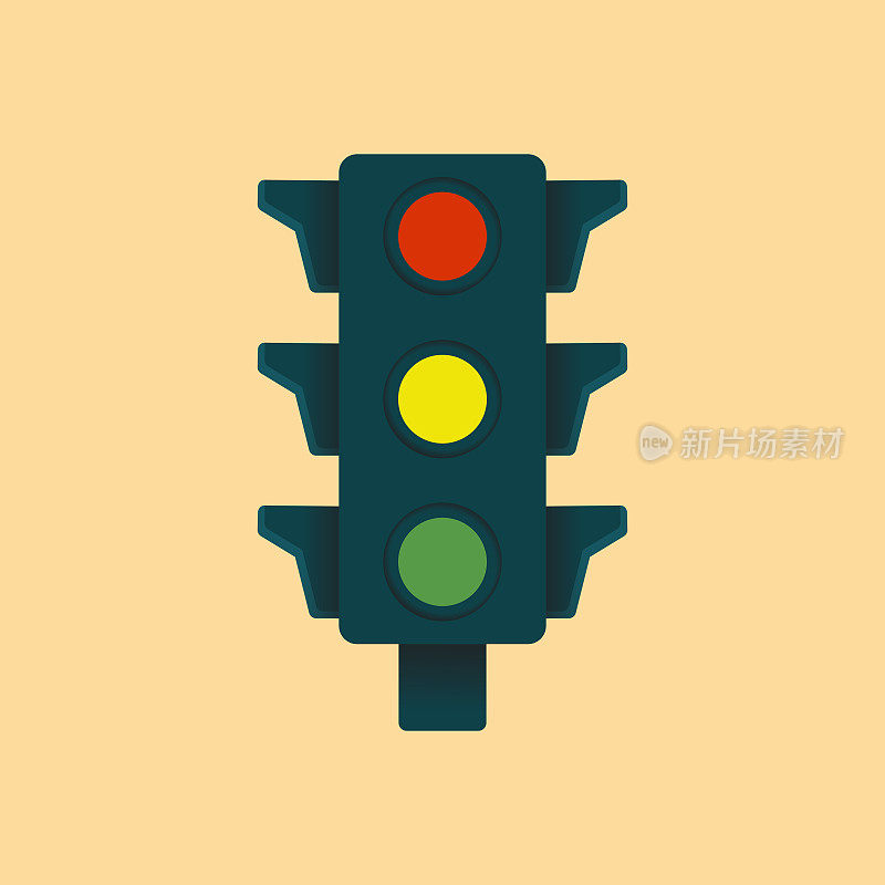 红绿灯平坦图标。平面矢量插图符号设计元素