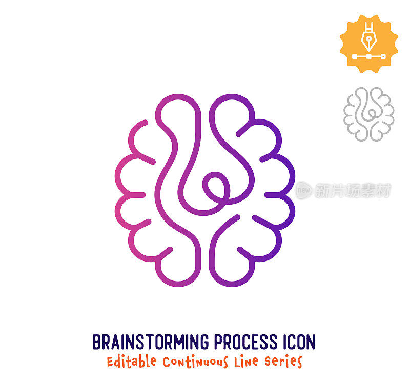 头脑风暴过程连续线可编辑图标
