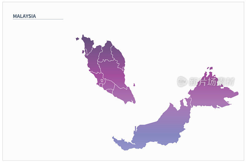马来西亚地图。矢量地图马来西亚在亚洲国家