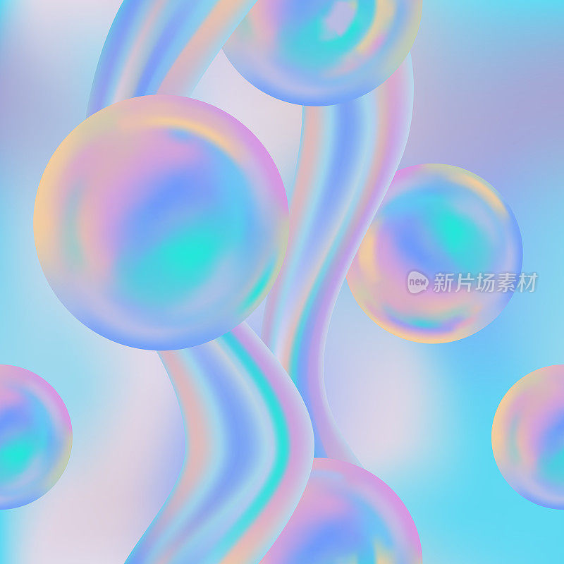 抽象无缝图案与彩虹气球。向量重复背景