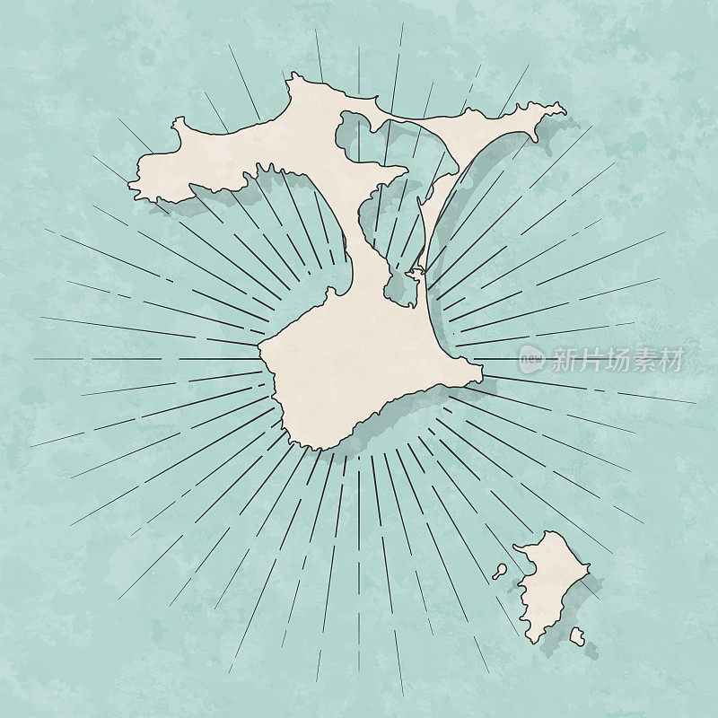 查塔姆群岛地图复古风格-旧纹理纸