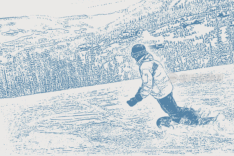 一个年轻人在蒙大拿的山上滑雪