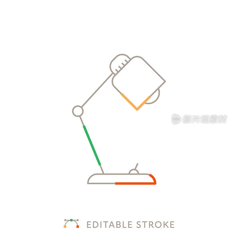 台灯多色线图标与可编辑的Stroke