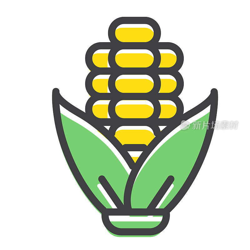 现代农场和农业玉米芯图标概念细线风格-可编辑的stroke