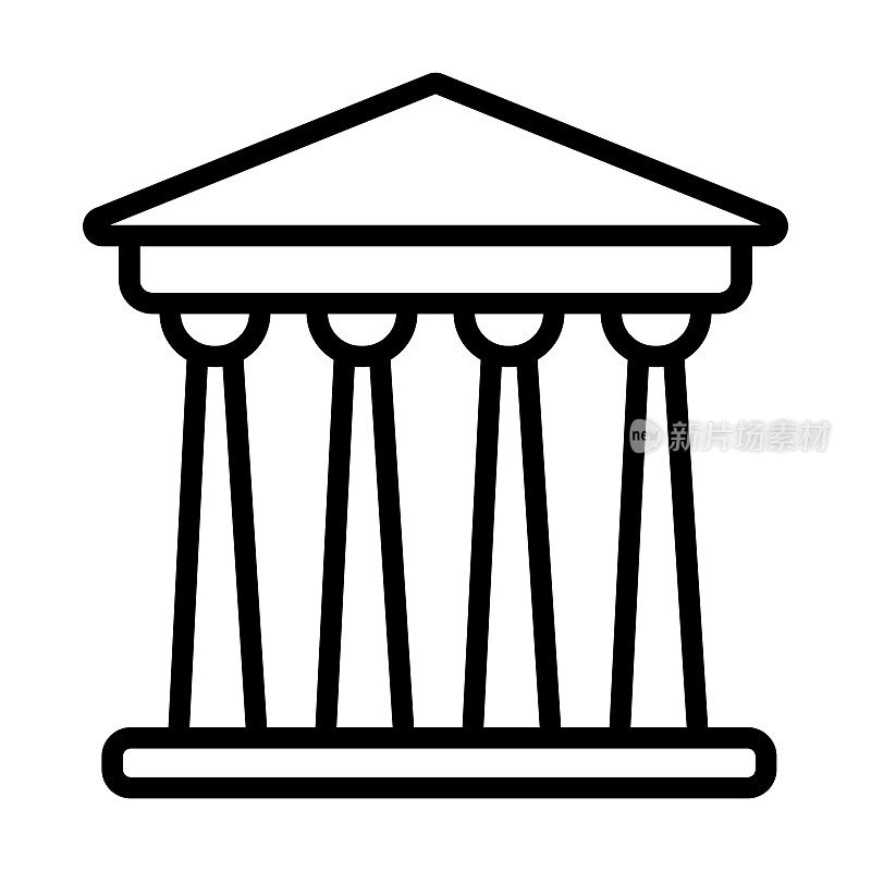 历史收藏中的万神殿图标。薄线性万神殿，罗马，建筑轮廓图标孤立在白色背景上。线矢量万神殿符号，网络和移动的符号。